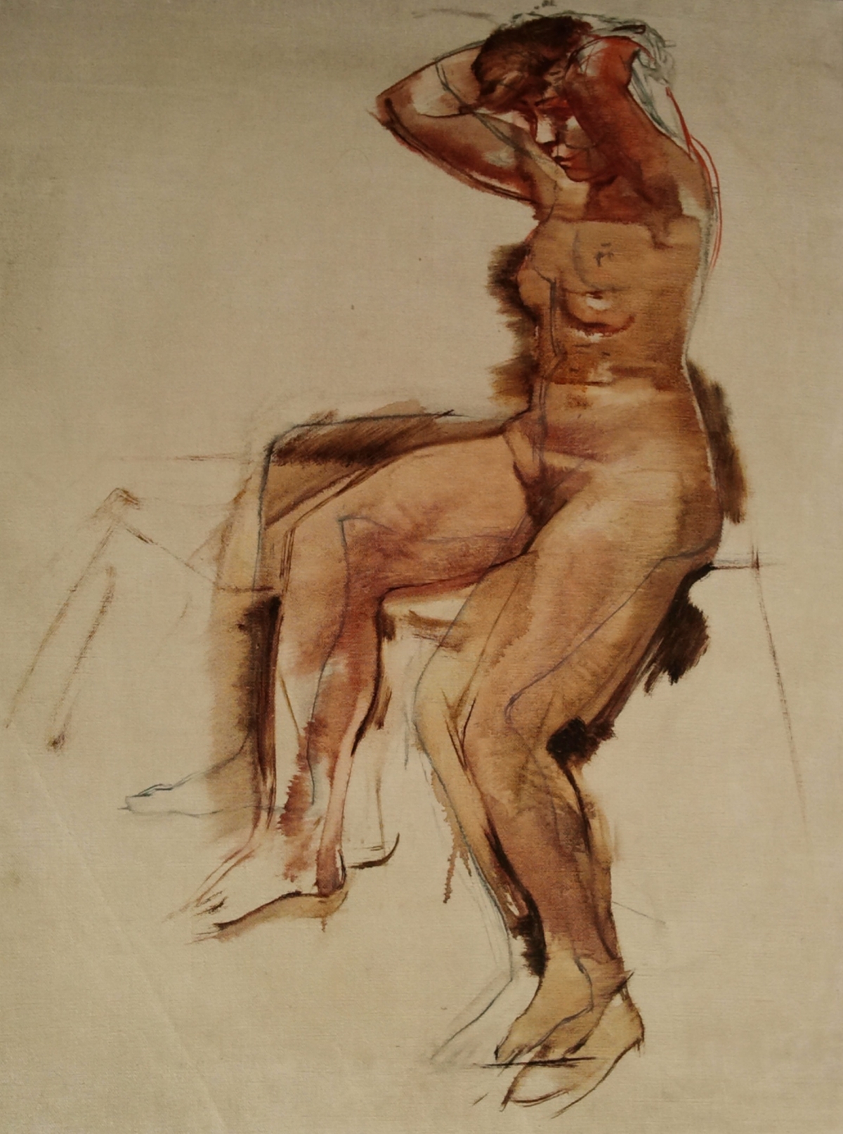 seated nude female model