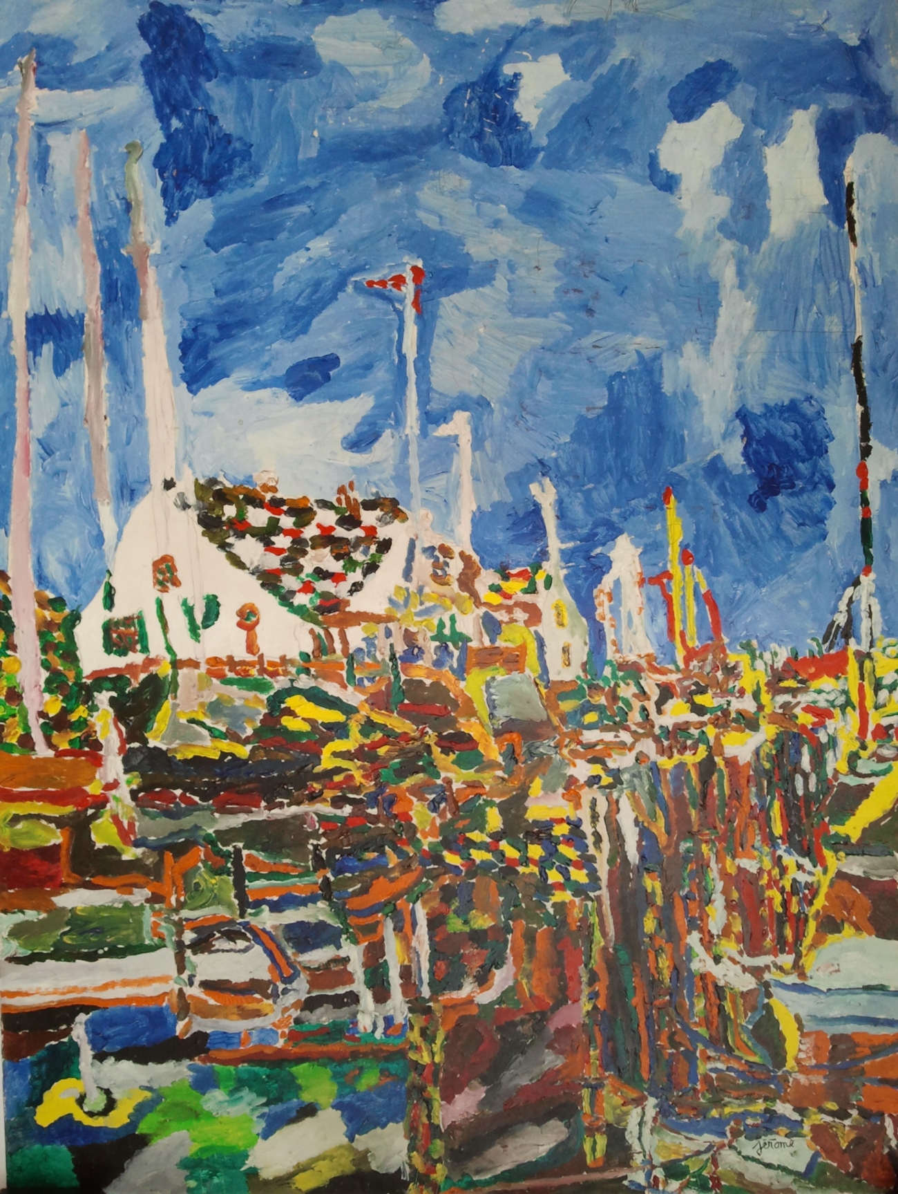 pezzillo jérôme village portuaire sur grand ciel bleu
